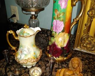 Limoges silver carved wood madona