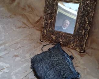 Victorian mesh purse victoriam metal gilded vanity mirror