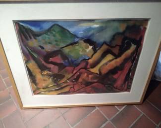 Signed watercolor Myrna Harrison listed artist