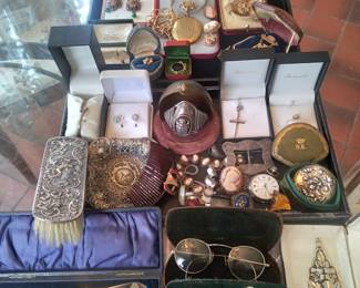 Antique gold sterling estate jewelry items all that's pictured plus lots more