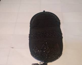 Victorian mourning beaded purse