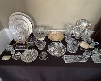 Cut glass serving pieces