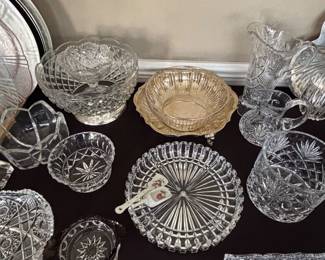 Silverplate and cut glass serving pieces