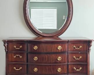 Bernhardt Queen (Mattress included) bedroom suite.  Included Bed, 2 Side Tables/Chests, Armoire and Dresser with mirror.  $2000