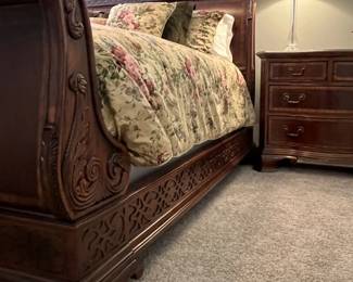 King Size Bed Room Suite.  Includes Bed and Mattress Set, 2 Side Tables/Chest and Dresser with Mirror.  $1300