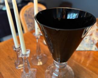 Black art glass vessel