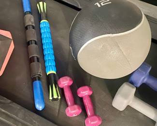 Free weights and medicine ball