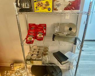 Coffee maker, meat slicer, canning jars