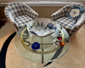 Pair of club chairs on casters