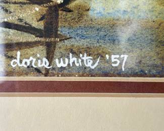 Doris White 1957 signature MCM framed art
