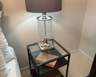 Nightstand metal with glass top