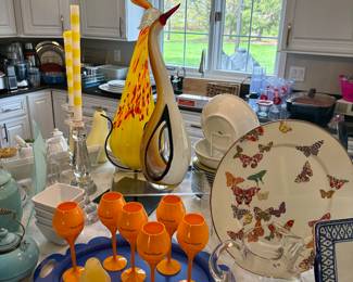 Alessi Italian accessories, Veuve Clicquot stemware and Art glass