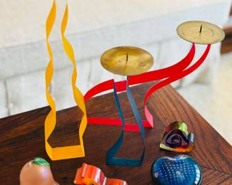 Kosta Boda and Lucien Piccard acrylic candle sticks