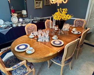 Dinner is served on the Faberge "Agatha" and "Athena" china. It's a beauty! Service for 12