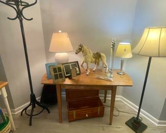 Dining table. lamps, toy horse