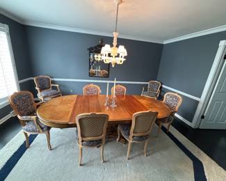 Dining table with 8 chairs 4 side and 4 arm
