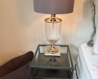 Metal frame and glass top night stands or end tables