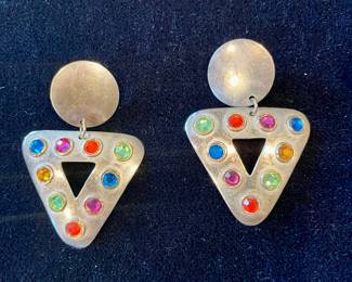 925 Signed earrings-signature worn