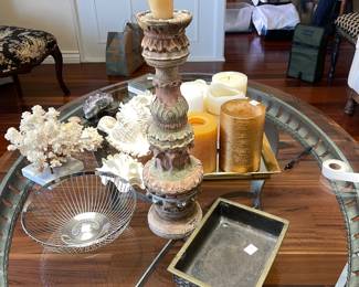 Corals and seashells - Rustic candlestick