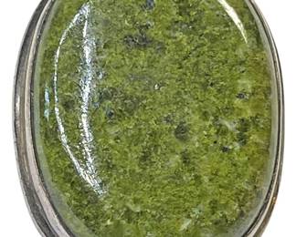 Sterling Silver Green Mottled Stone