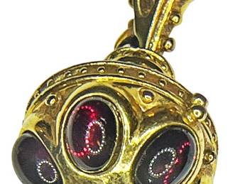 Pill Keeper PendantRed Stones Gold Tone