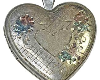 Sterling Etched Heart Locket