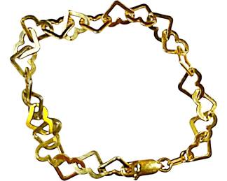Striking Gold Tone Heart Bracelet