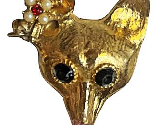 Vintage Gold Toned Fox Head Pendant