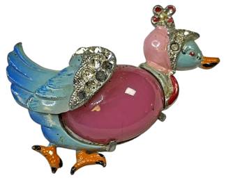 Coro Bird Duck Blue Jelly Belly Enamel