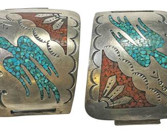 Navajo Peyote Bird Sterling Watch Ends
