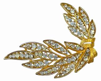 Trifari Rhinestone Gold Tone Brooch