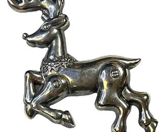 Vintage Silver Toned Reindeer Pin
