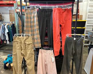 Some of pants available. So many pairs at this sale! Y2K Levi’s cargo, wide leg Pilcro, Burberry, 90’s cords, Levi’s, Vtg ll bean hunting