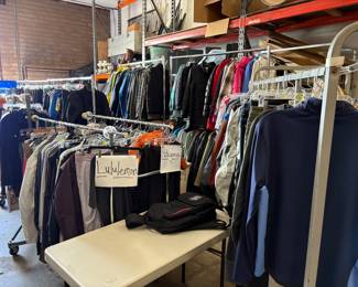 Some of the racks yet to be priced for Friday. Full rack of Lululemon and Vuori 
Patagonia mens kids womens too