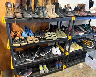 Some of the hundred of pairs of shoes 
