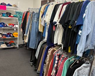 Some of the racks in the vintage room 