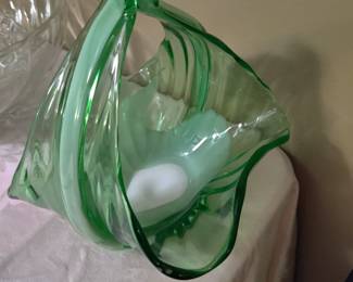 green handblown bowl
