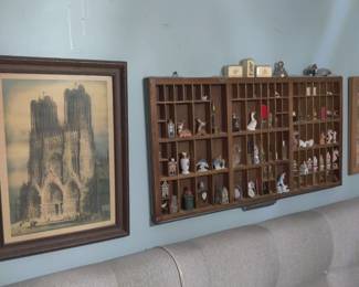 printers box, nic nacks,mini vintage perfume bottles