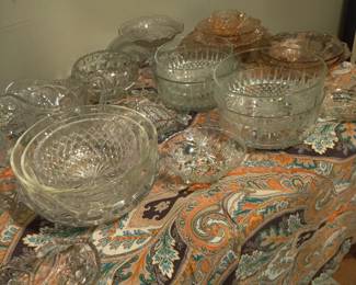 cut glass and crystal, pink depression glass