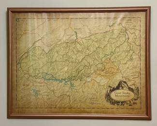 Framed map print of the Great Smoky Mountains by McGovern Map Co.