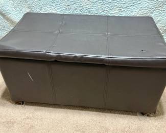 Leather storage bench