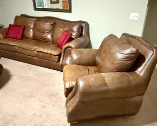 Leather sofa and recliner