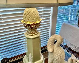 This vintage table lamp is dreamy seafoam green with highlights of gold and white….yummmmmy