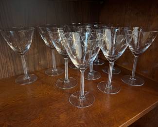Lots of sets of vintage and modern barware and wine glasses
