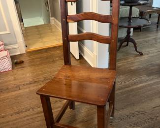 Set of 8 solid wood, ladder backed dining chairs