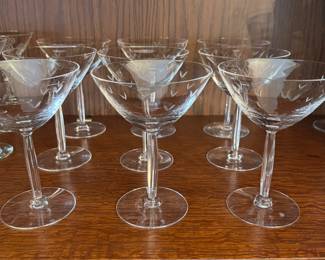 Lots of sets of vintage and modern barware and wine glasses