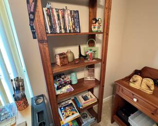 Bookcase, dvds, vintage items 