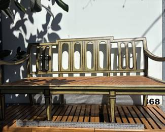Neo-classical style cane seat bench