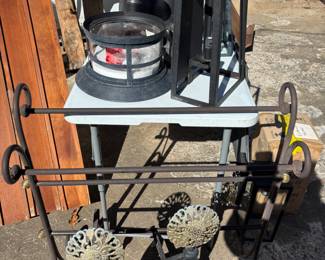 Virginia Metalcrafters andirons heavy iron blanket rack