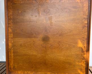 Baker burlwood veneer over solid wood cocktail table